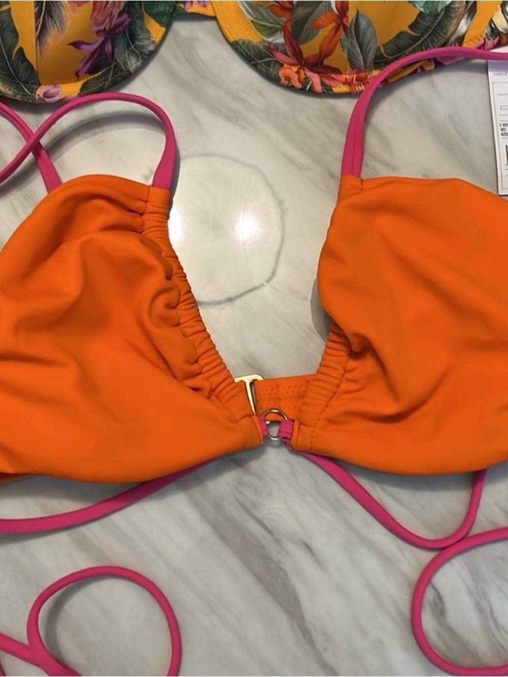 Shade & Shore NWT Bikini Tops 34 C - Pink & Orange